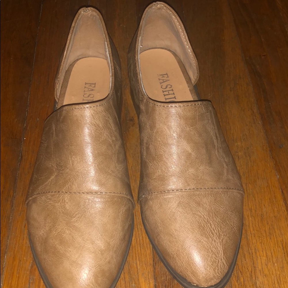 Brown faux leather shoes
